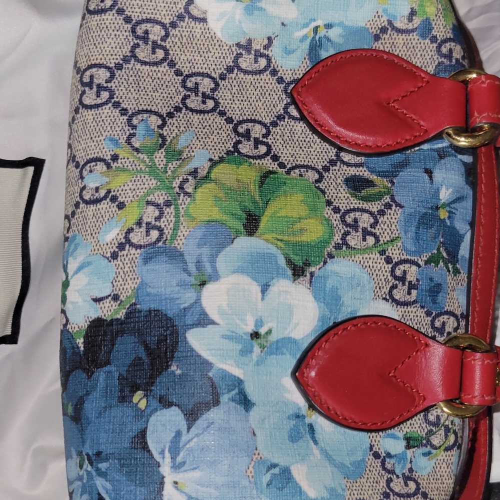 Gucci - GG Supreme Monogram Blooms Mini Boston Navy Blue Hibiscus